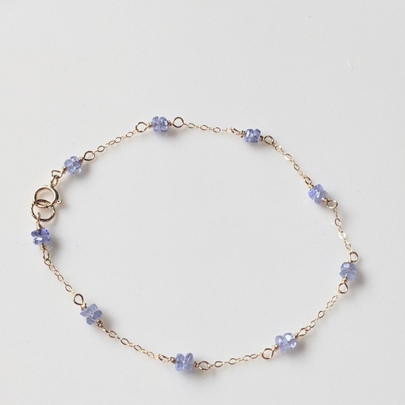 Tanzanite Bracelet Gold beaded chain bracelet - Picture 4 of 5